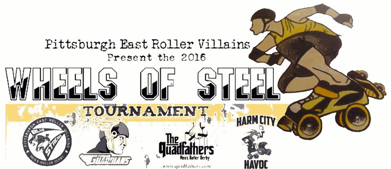 2016 Wheels of Steel Men's Roller Derby Tournament logo